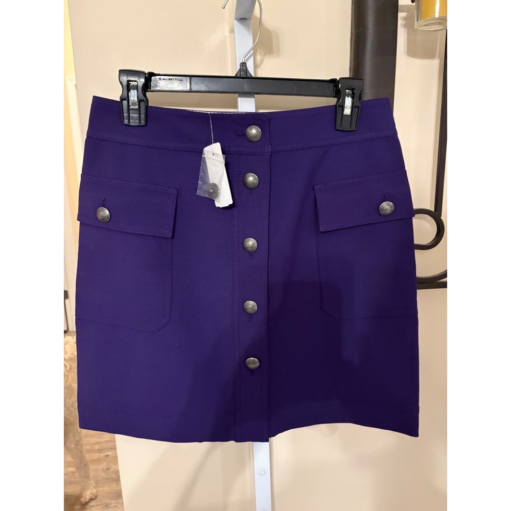 Brooks Brothers Red Fleece Purple Button Front Utility Mini Skirt Size 2 NWT